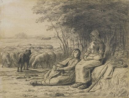 Two Shepherdesses and their Flock