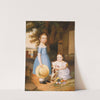 Two Sisters with Puppy and Flowers  by Arthur Armstrong