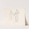 Two sketches of a country woman with a pail, sketch for the painting “Going hunting” (1883) by Jozef Brandt