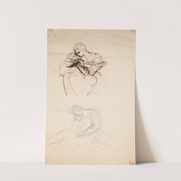 Two Sketches of a Woman and Infant by Sir Joshua Reynolds