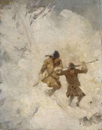 Two Skiing Sami. Study