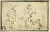 Two Soldiers, Woman with Jug and Child