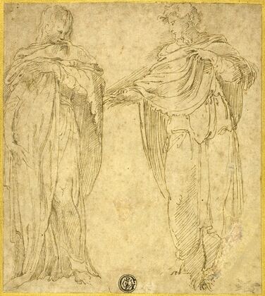 Two Standing Draped Figure