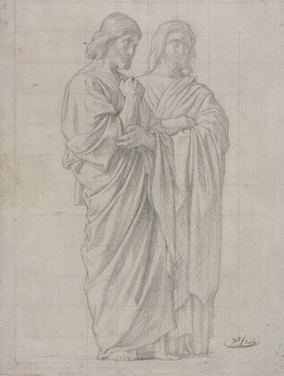 Two Standing Figures (Study for the Left Section of The Mission of the Apostles) (1860)