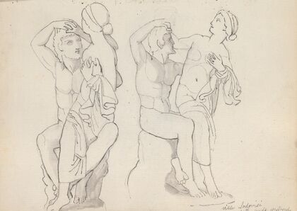 Two Studies of The Seated Satyr and Nymph, Villa Ludovisi, Rome