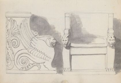 Two Studies of the Throne of Gregory the Great, Church of San Gregorio Magno, Rome