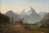 Two swaggers boiling a billy of tea, Milford Sound