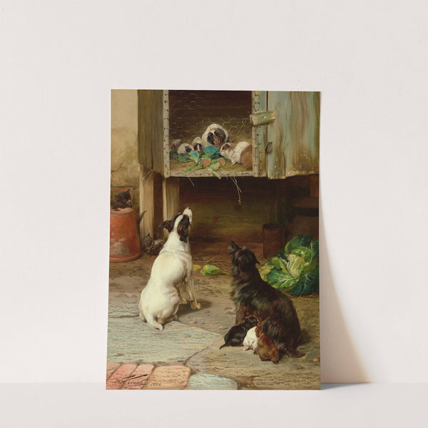 Two Terriers Studying a Hutch of Guinea Pigs (1888) by William Henry Hamilton Trood