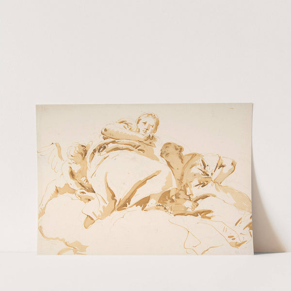 Two Women and a Winged Boy on Clouds (1696–1770) by Giovanni Battista Tiepolo