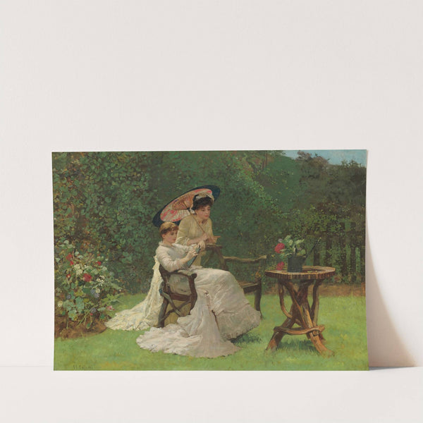 Two Women In A Garden by Hector Caffieri