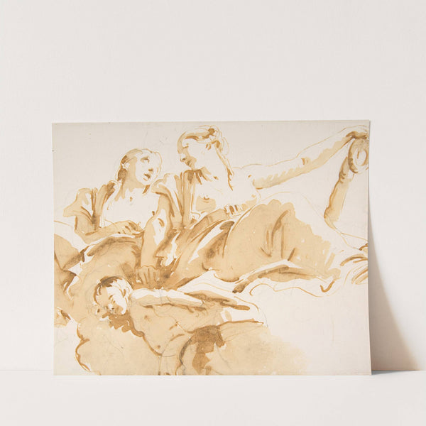 Two Women, One Holding an Anchor, and a Putto on Clouds (1696–1770) by Giovanni Battista Tiepolo
