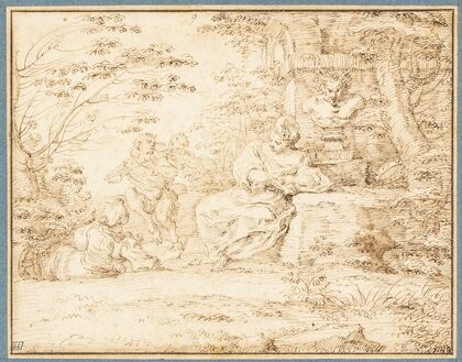 Two Women Resting and Two Satyrs Dancing (c. 1700–15)