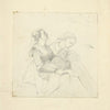 Two women seated, wearing veiled head pieces, each holding an infant