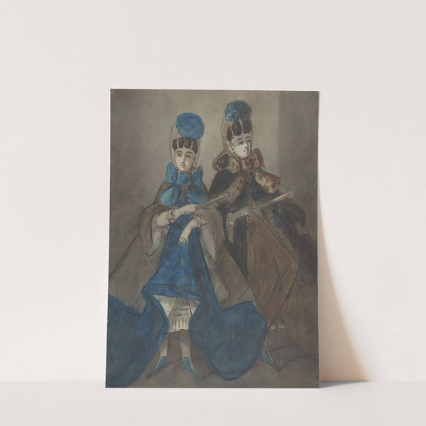 Two Women with Fans by Constantin Guys