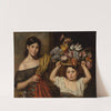Two young children with a basket of flowers by Elizabeth Emma Soyer
