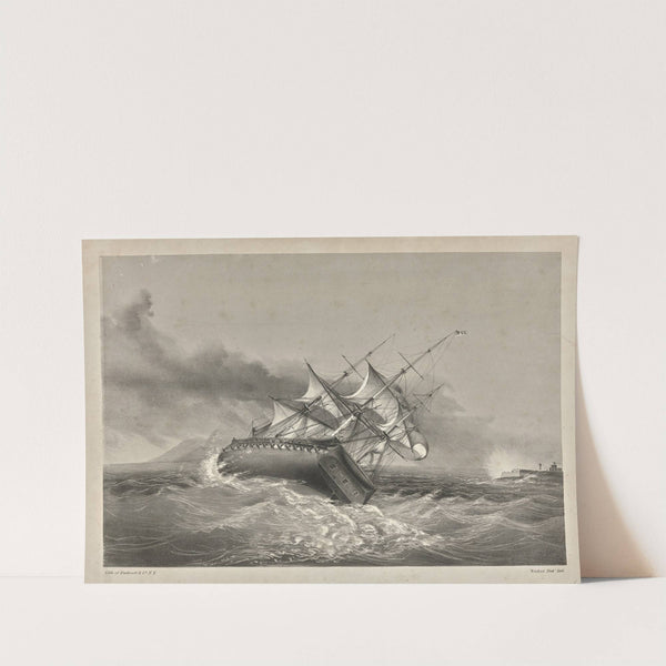 U. S. Frigate Savannah. Struck by a heavy Squall when entering the Harbor of Rio de Janeiro, between the hours of 7 & 8, on the evening of July 5th 1856. by Endicott & Co.