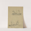 U.S. Gun Boat Louisiana. Rebel Steamer Yorktown (1860-1865) by Alfred Rudolph Waud
