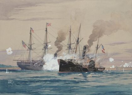 U.S.S. Pensacola and the C.S.S. Governor Moore