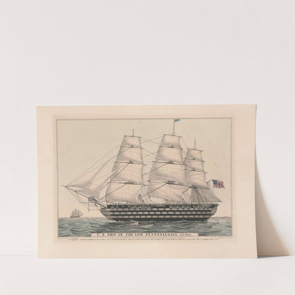 U.S. ship of the line Pennsylvania; 140 guns (1846) by Currier & Ives.