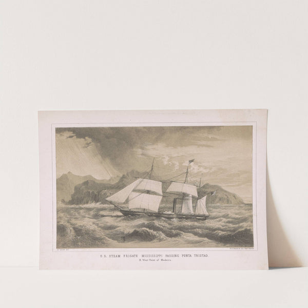 U.S. steam frigate Mississippi passing Punta Tristao. N. west point of Madeira (1856) by James Fuller Queen