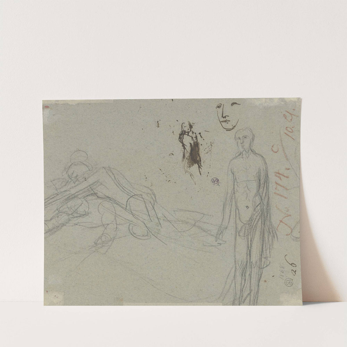 Übereinander liegende Figuren, ein männlicher Akt, eine weitere Gestalt sowie ein Gesicht by Christian Leberecht Vogel