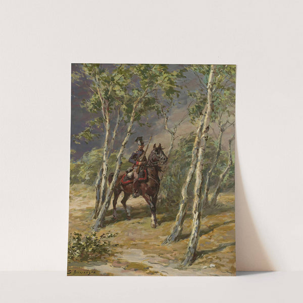 Uhlan on horseback by Stanisław Bagieński