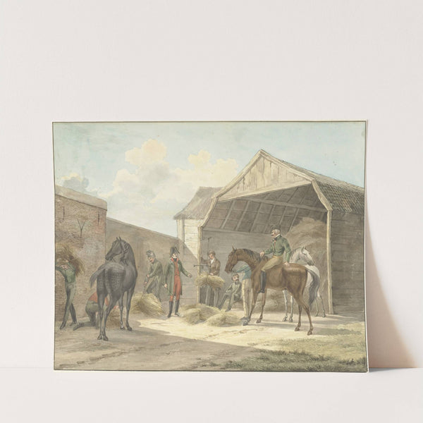 Uitdelen van hooi aan de Gardes d&#039;Honneur, 1813 by Abraham Vinkeles