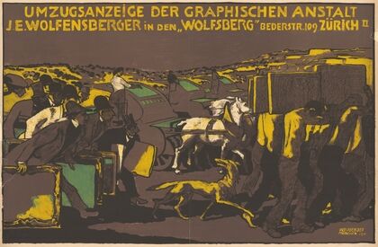 Umzugsanzeige der Graphische Anstalt J. E. Wolfensberger in den ‘Wolfsberg’ (1911)