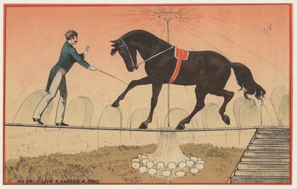 Un dompteur et un cheval sont sur un fil (1889)