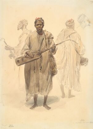 Un Maure musicien des rues à Tanger (A Moorish Street Musician in Tangier)