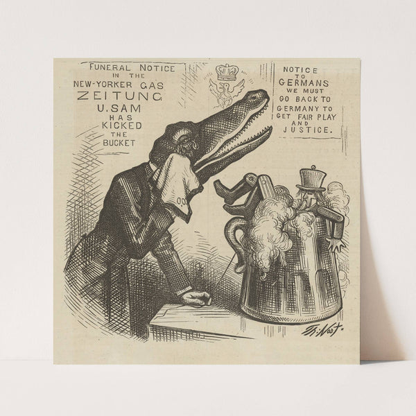 Uncle Sam put in his ‘bier’ (1876) by Thomas Nast