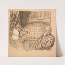 Uncle Sam sits, smiling, at the bedside of a sick man representing the Monroe Doctrine. (1903) by William Henry Walker