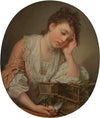 Une jeune fille qui pleure la mort de son oiseau (A girl weeping over her dead bird)