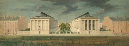 Unexecuted Design for Cross-Block Terrace Development (perspective) (ca. 1831)