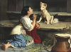 Ung Italienerinde, der leger med en Hund