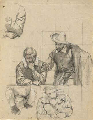 Unidentified group, sketch for Signing of the Compact in the Cabin of the Mayflower