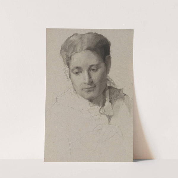 Untitled [frontal head and sketched in bust and hands of girl] by Emma H. Bacon