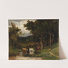 Untitled (landscape with cows in stream near trees) by Edward Mitchell Bannister