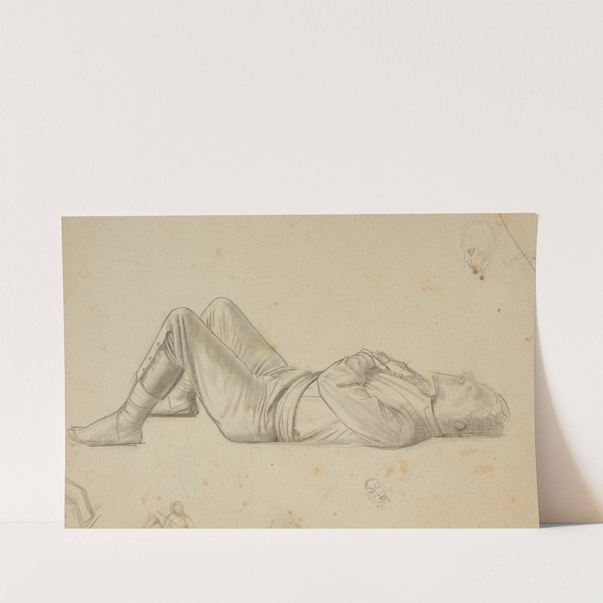 Untitled (study of reclining man) - preparatory drawing for ' The marriage at Cana' by Winifred Knights