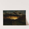 Untitled (sunset with quarter moon and farmhouse) by Edward Mitchell Bannister