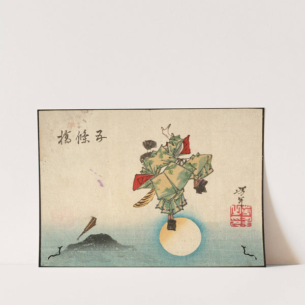 Ushiwakamaru at Gojō Bridge by Tsukioka Yoshitoshi