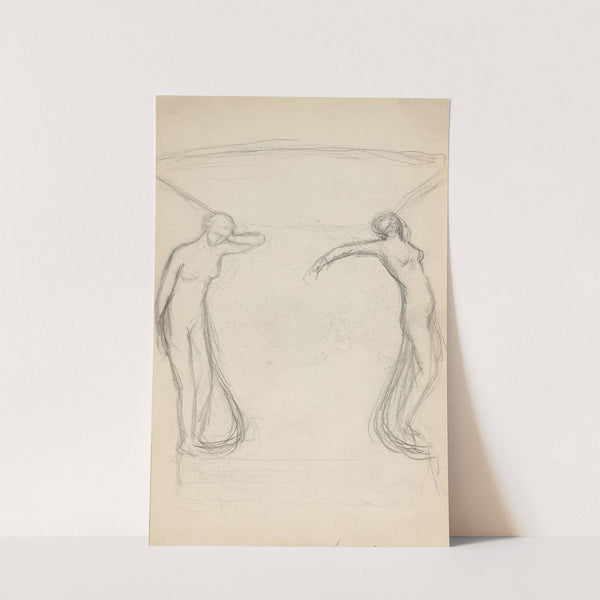 Utkast til vase med kvinnelige figurer by Signe Scheel