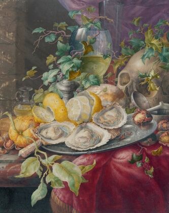 Vanitas Still Life With Oysters And Skull
