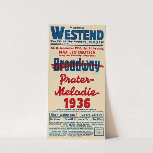 Varieté Westend – Broadway Prater-Melodie, 1936 (1936) by Citron & Co.