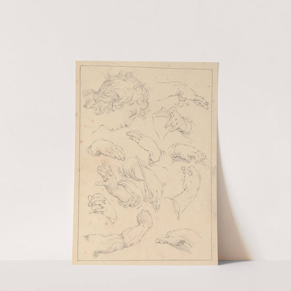 Various Sketches of Hands, Heads, and Arms by Hamlet Winstanley