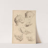 Various Sketches of Heads and Hands by Hamlet Winstanley