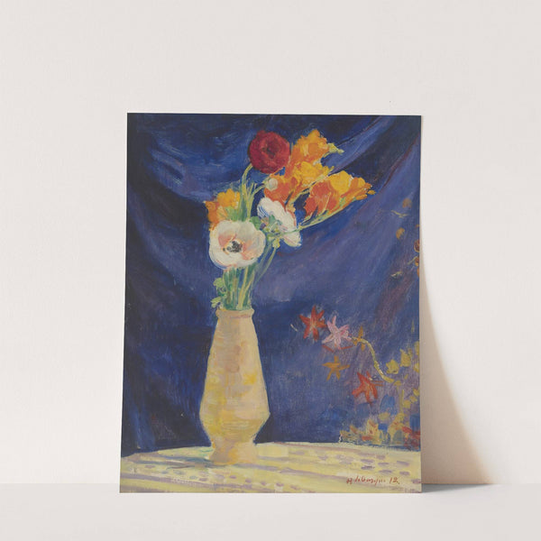 Vase D’anémones Sur Fond Bleu (1912) by Henri Lebasque