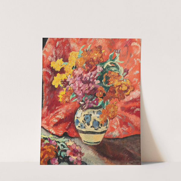 Vase de fleurs à la draperie rouge by Louis Valtat