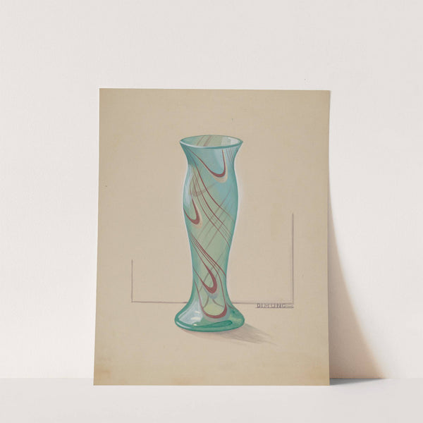 Vase (Green with Red Swirl) by Elizabeth Dimling