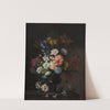 Vase of flowers on a stone entablature. by Antoine Monnoyer